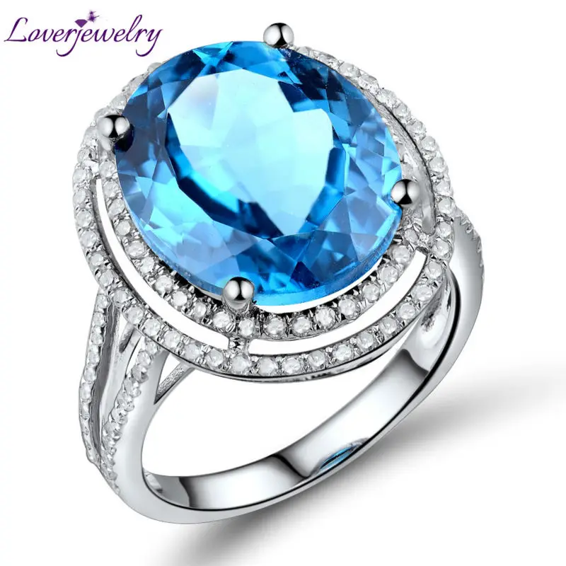 LOVERJEWELRY винтажные обручальные кольца 100% натуральный бриллиант Овальный топаз