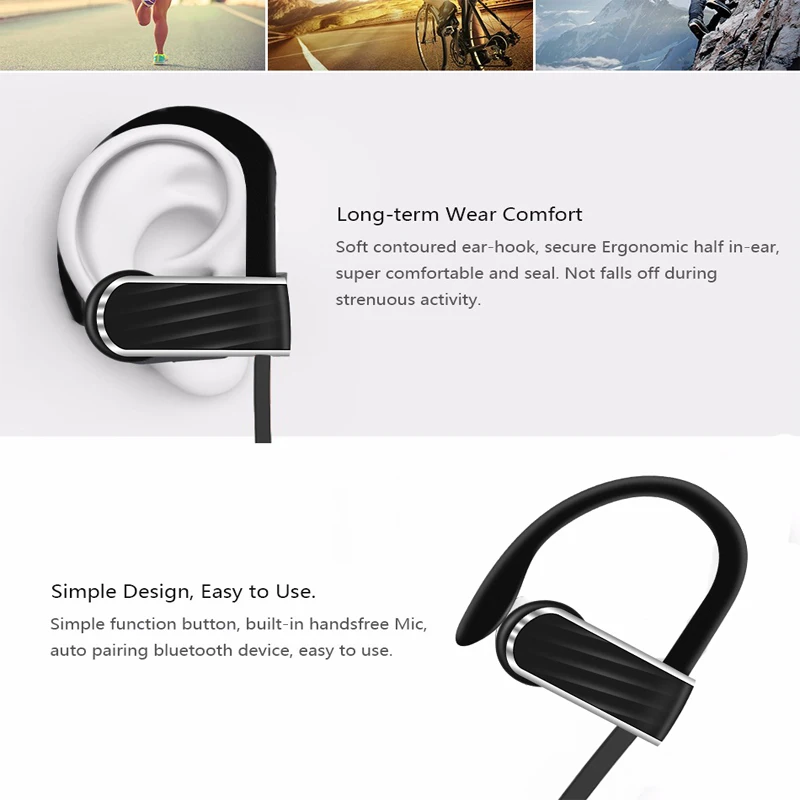 Rinsec R13 IPX5 Водонепроницаемый гарнитура работает Спорт Беспроводной наушники Bluetooth