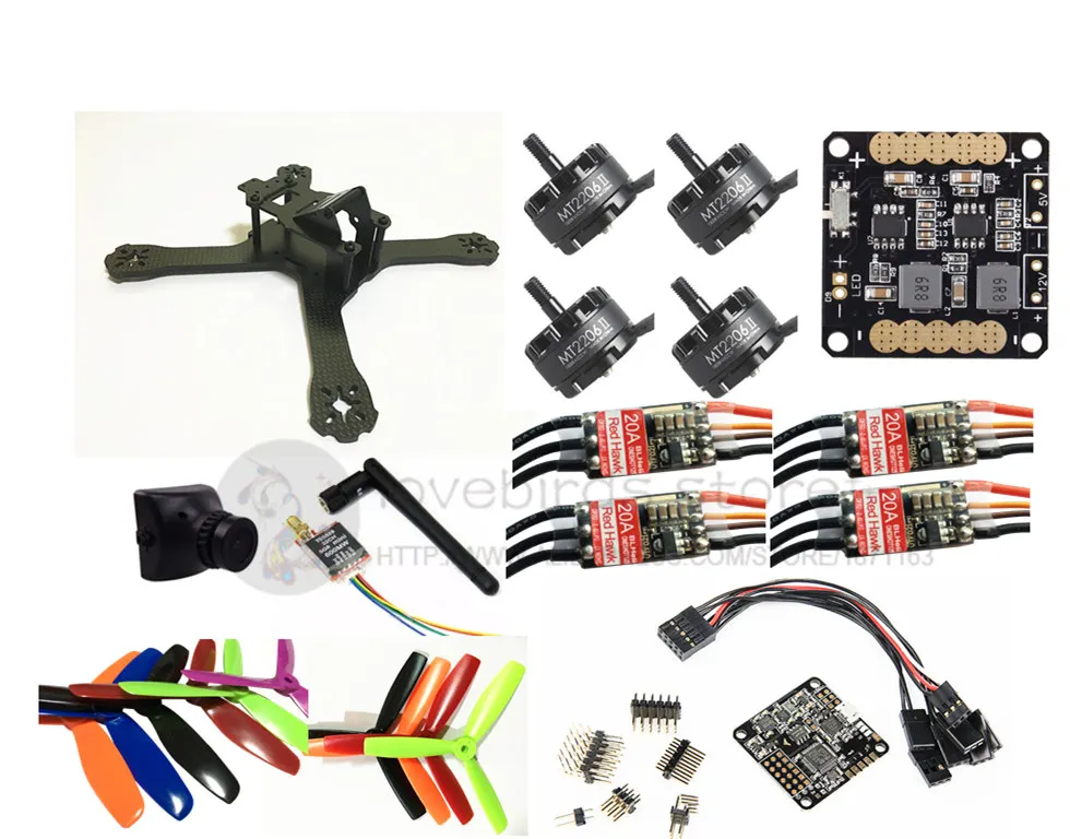 DIY FPV мини Дрон QAV X 5 &quotчистый углеродный каркас комплект Emax охлаждение 2206II + Red Hawk