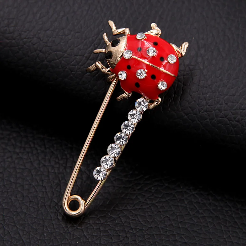 Очаровательная Красная эмалированная брошь божья коровка металлическая в форме