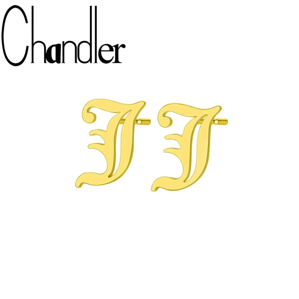 Женские сережки с буквенным принтом Chandler гвоздики 2019|Серьги-гвоздики| |