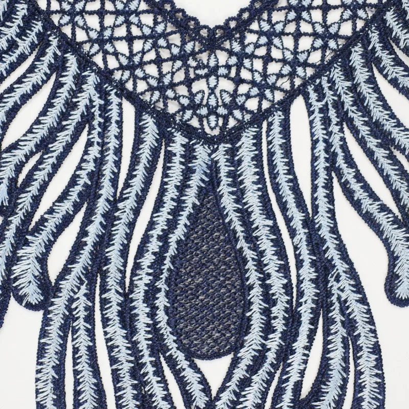 1PC Blue Phoenix Embroidered Floral Lace Neckline Collar Scrapbooking Trim Clothes Sewing Applique Embroidery NL375 | Дом и сад