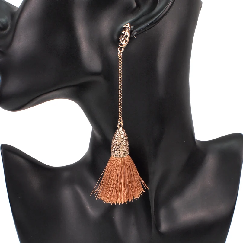 Женские богемные серьги подвески с длинной цепочкой винтажные металлические