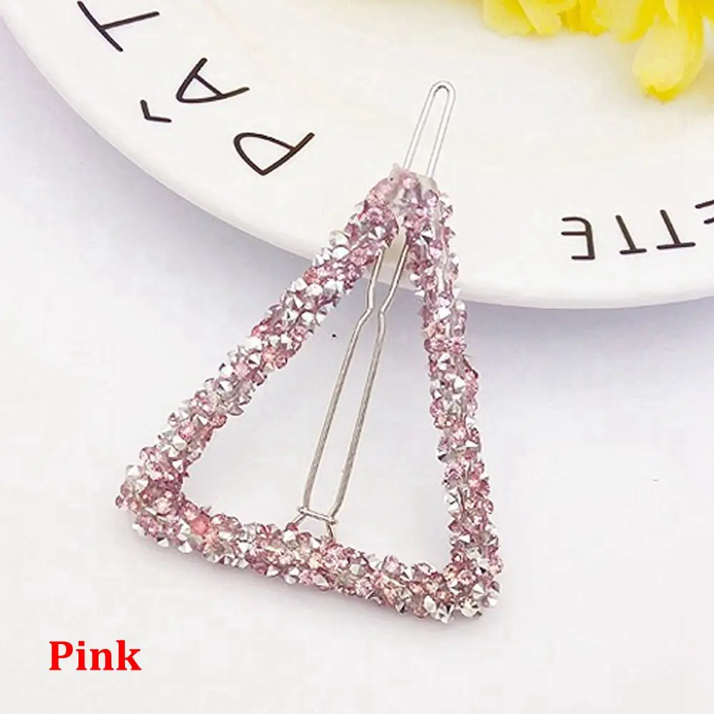 Triangle pink Новинка, хрустальные стразы в виде смолы, круглой и треугольной формы, заколка для волос, уникальный знак, заколка для волос для женщин, аксессуары для волос, украшения для волос - Цвет: Triangle pink