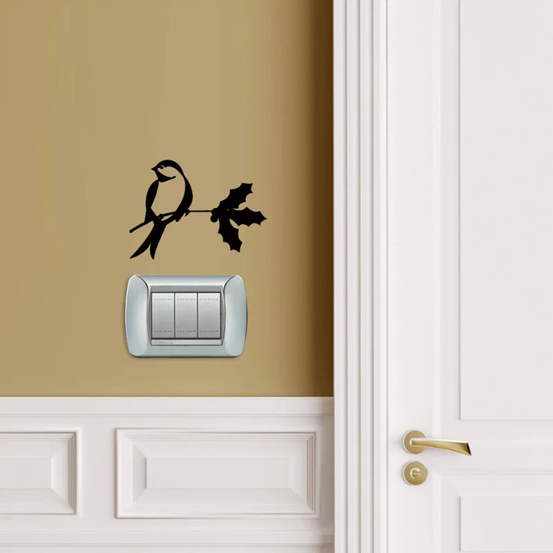

Bird on Tree Branch Wall Sticker Living Room Bathroom Glass Switch Decoration Bedroom Switch Wallpaper Home Decals