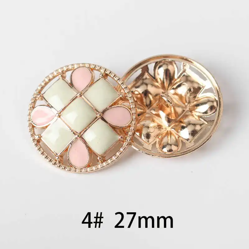No4 27mm pink 5 шт. высокое количество белый желтый диаметр 11-27 мм металлические пуговицы с бриллиантами, аксессуары для одежды, рубашки, брендовые пуговицы, q26 - Цвет: No4 27mm pink
