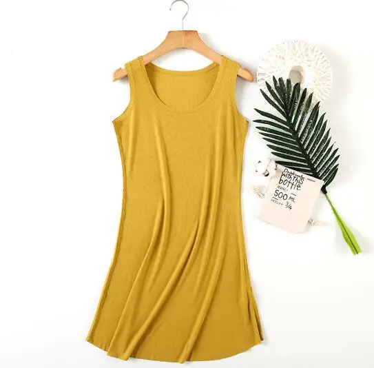 

Fdfklak Large size cotton night dress sexy nightwear sleeveless summer sleepwear nightdress bottoming shirt women's nightgown
