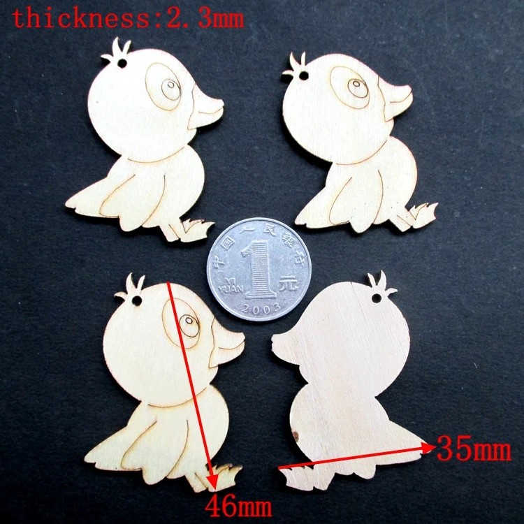 Природные Пустой деревянные Украшения лазерная резка небольшой Дакс DIY ручной