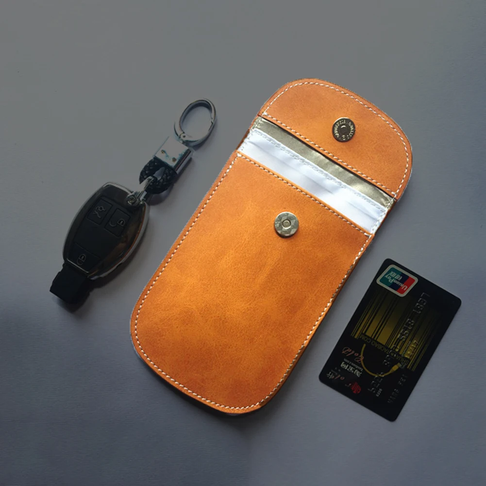 Чехол-брелок из искусственной кожи, RFID Чехол для автомобильного ключа, блокировщик сигнала, Практичная защита конфиденциальности, прочный Чехол, модный защитный кошелек