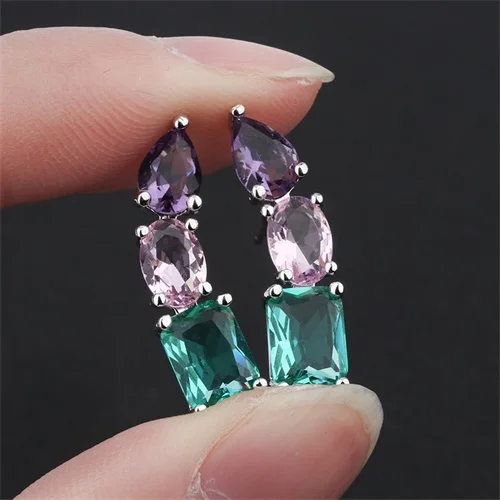 Platinum Plated Новые трендовые белые черные медные красочные AAA серьги с цирконием кубической огранки модные ювелирные изделия вечерние подарки для женской моды - Окраска металла: Platinum Plated