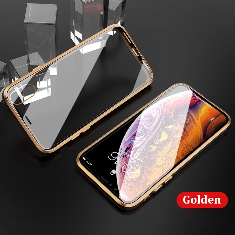 Магнитный чехол для всего тела iPhone XS MAX прозрачный задней панели из стекла и