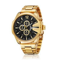 big case gold watch men luxury brand cagarny mens quartz watches man waterproof stainless steel casual male clock relojes hombre