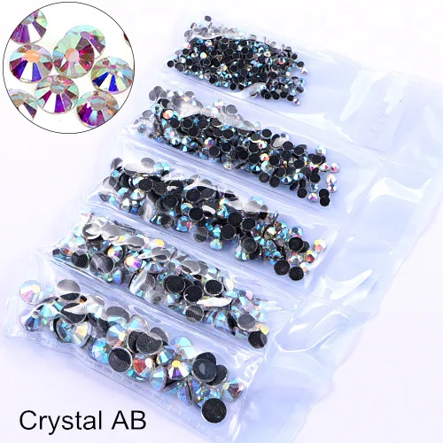 Crystal AB Стразы DMC с горячей фиксацией, 23 Цвета, SS6-SS30, 1200 шт., стразы для украшения свадебного платья B1262 - Цвет: Crystal AB