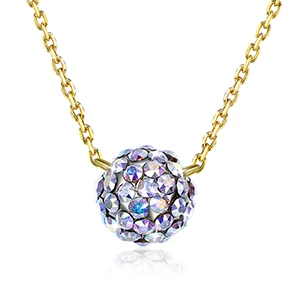 Purple Gold Chain LEKANI роскошные ожерелья с шаровыми подвесками Кристалл от Swarovski бусины из стерлингового серебра 925 воротники ювелирные украшения для женщин свадебный подарок - Цвет камня: Purple Gold Chain