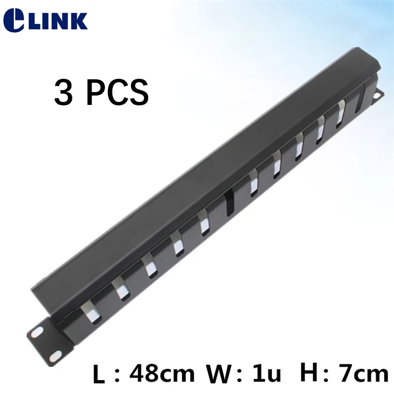 3 PCS 12 Shalls cable management 19inch thickened cold steel 24 port wire manager frame for 19" network rack cabinet ELINK