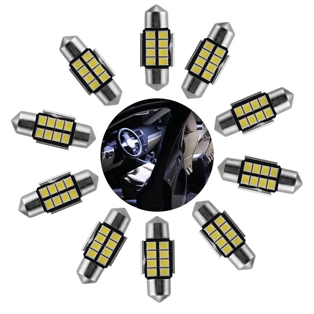 Hot 10pcs White 2835 8SMD LED Light 31MM 36MM 39MM 41MM Auto Led Bulbs Reading Lamp License Plate Instrument |
