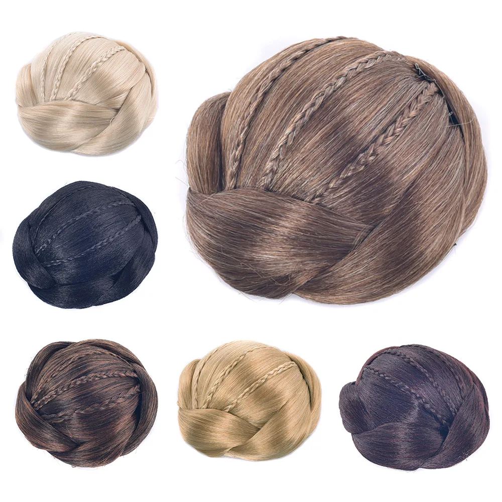 

Gres Synthetic Hair Buns Heat Resistant Fiber Women Updos Black/Dark Brown/Blond Clip-in Chignons for Lady Hairpiece