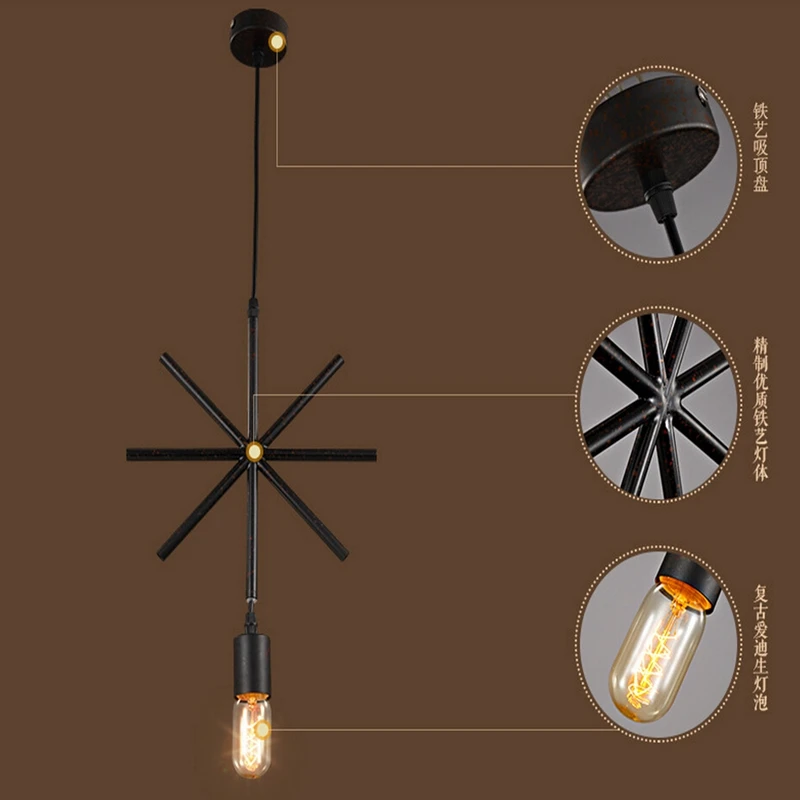 Edison Ретро Паук Люстра Освещение лампы паук освещение AC 110-240 В droplights | Лампы и