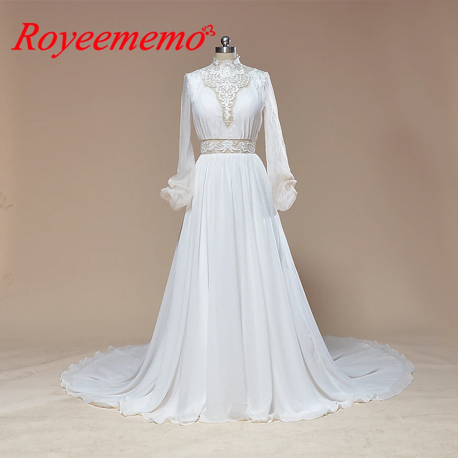 2019 свадебное платье с длинным рукавом Классический дизайн шифоновое