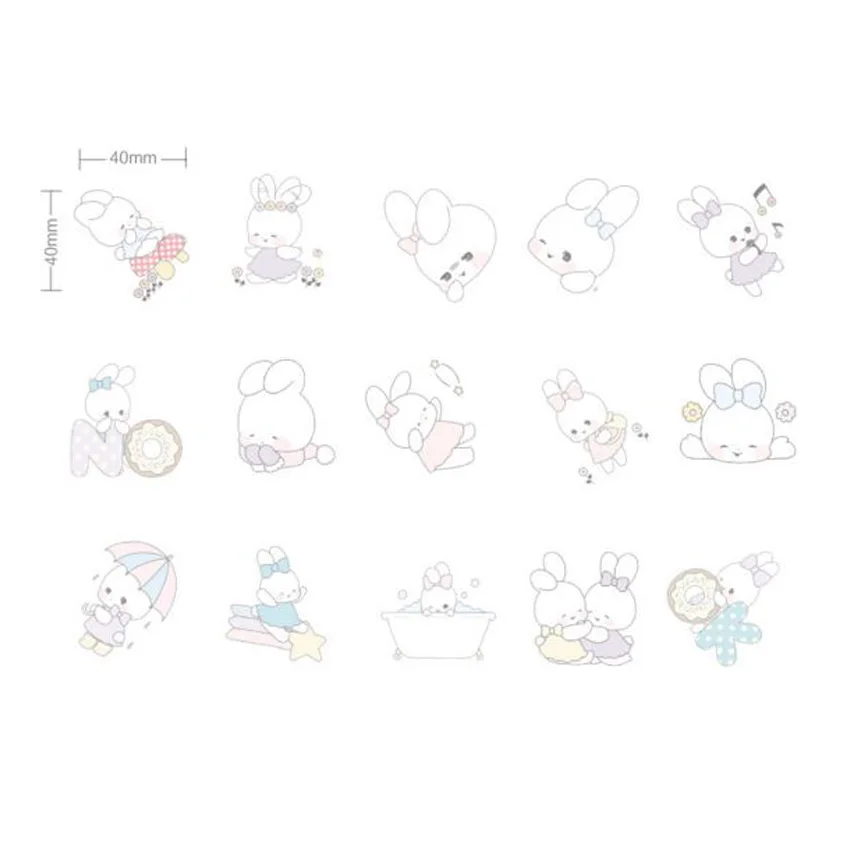 

20packs/lot Cute Rabbit Alice Cartoon Pet Sticker Diary Note Lovely DIY Decorative Stickers Scrapbooking DIY Gift Seal Label