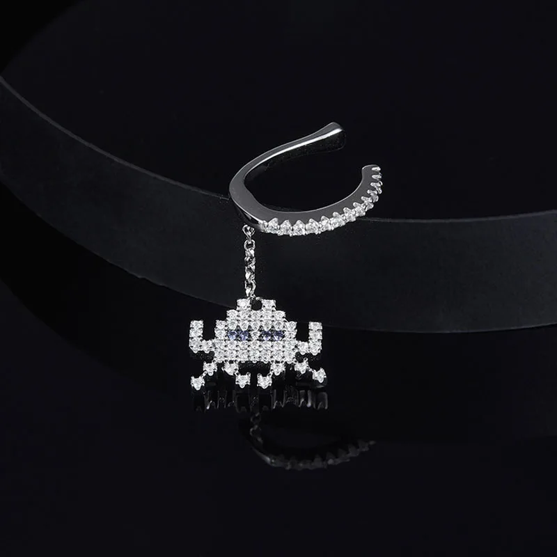 SLJELY 925 Sterling Silver SPACE SHOOTER Clip Earrings Without Piercing Micro Cubic Zircon CZ Ear Cuff for Women Luxury Jewelry | Украшения