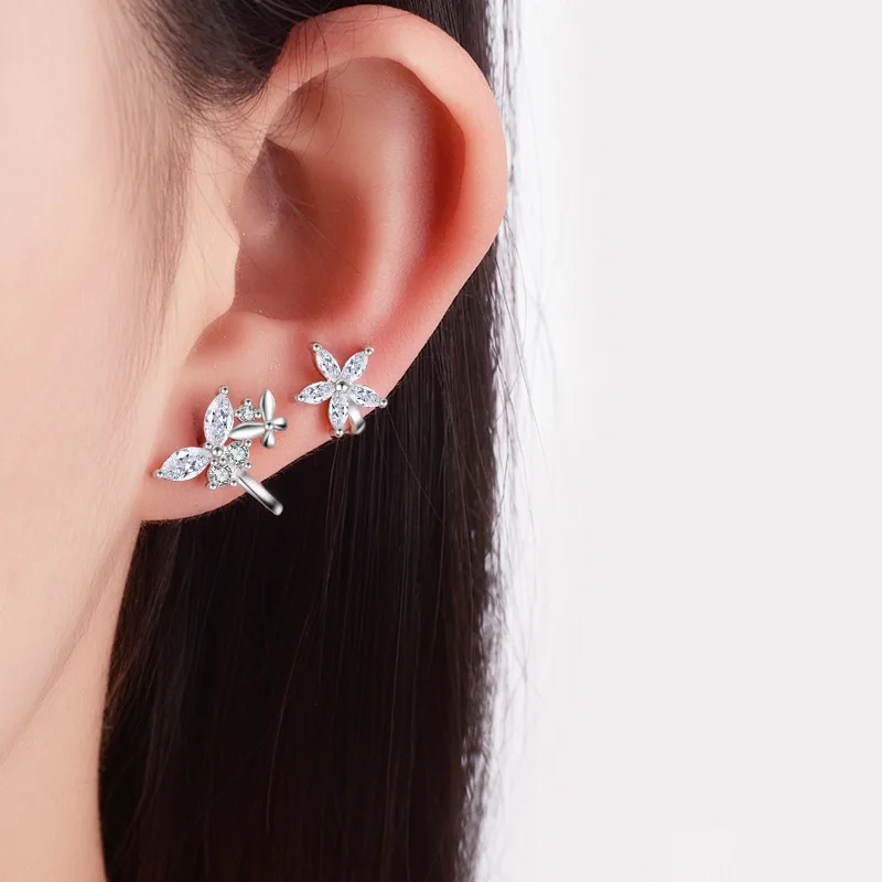 Женские серьги гвоздики из серебра 925 пробы с фианитами|silver stud earrings|sterling silver