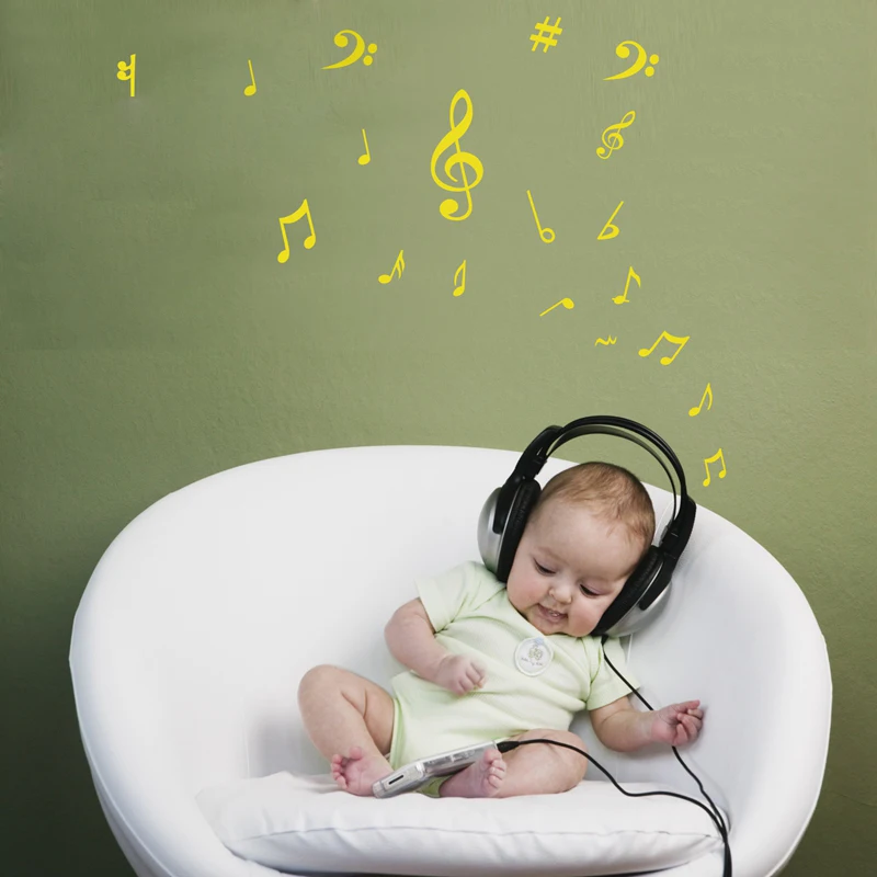 20 шт./компл. классические виниловые настенные наклейки с музыкальными нотами