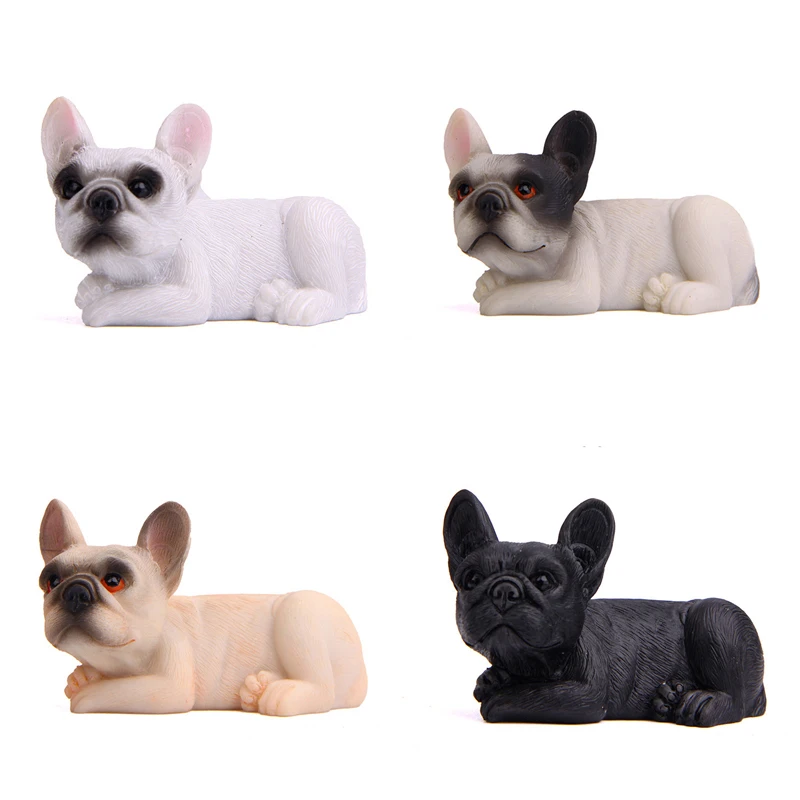 

4pcs/lot 6.2cm France Bulldog Car Ornament Model Toys Resin Kawai Zakka Bulldog Action Figure Toys Model Home Decor