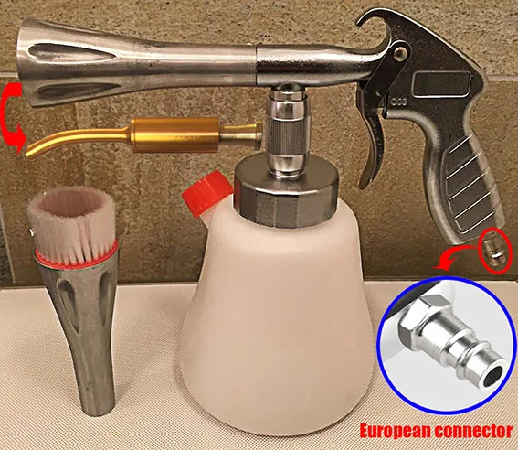 European connector Мойка для автомобиля высокого давления, пенопластовая пушка, автомобильная машина для очистки интерьера, пистолет для очистки пены Tornador - Цвет: European connector