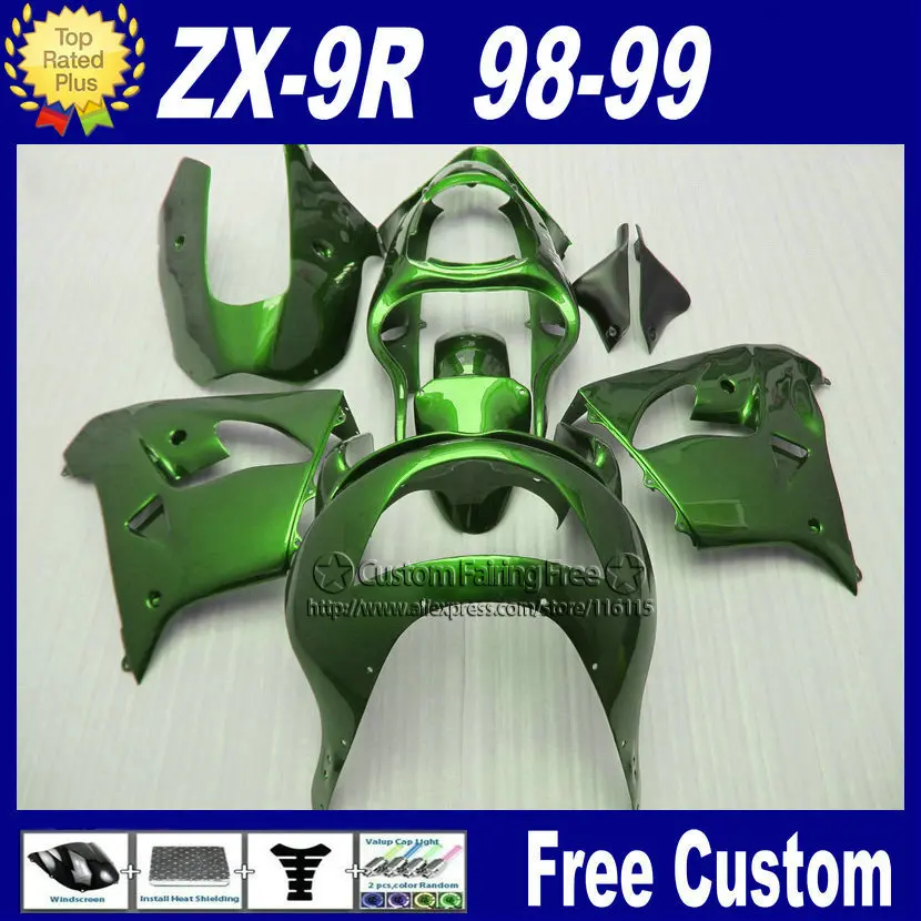 

100% Fitment fairing parts for Kawasaki aftermarket full green fairings1998 1999 ZX9R Ninja zx9r 98 99 mold bodywork