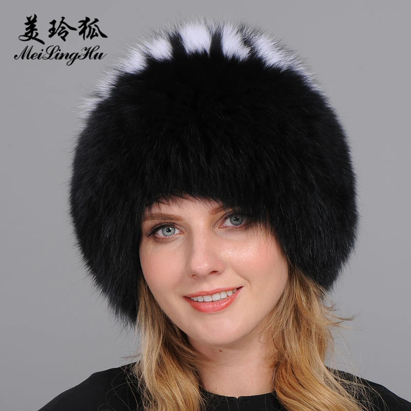 Bomber Hats Women Real Fox Fur Hat Solid Russian Winter Trapper Caps Bombers | Аксессуары для одежды