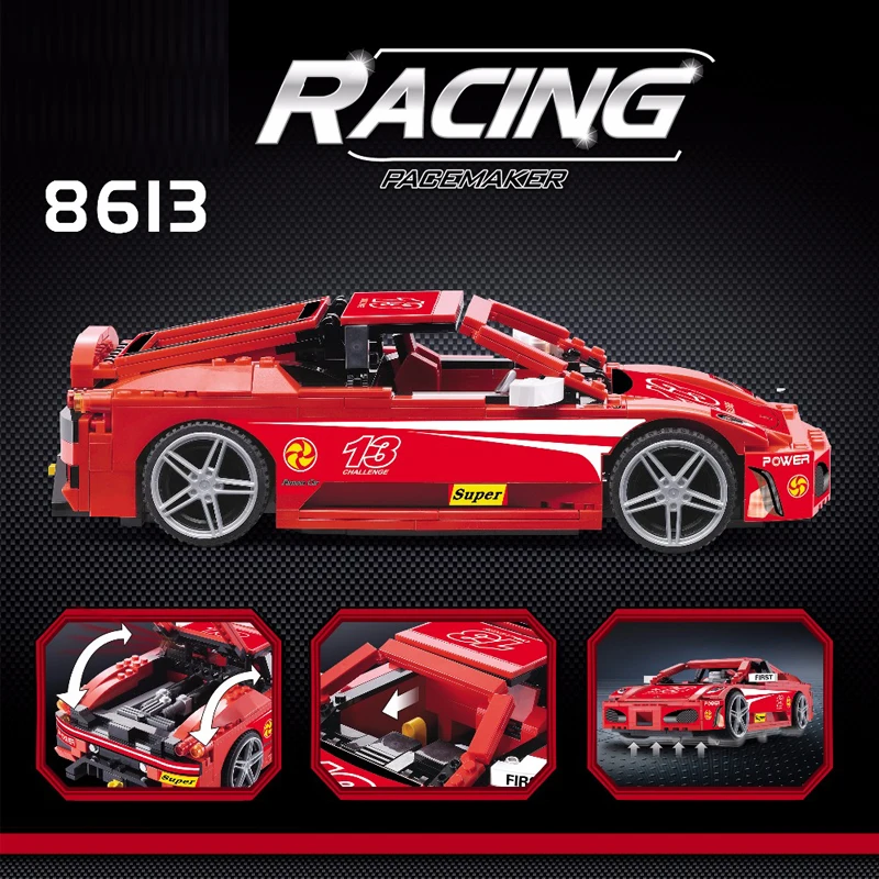 8613 512 шт. Technic enlighten Racing F430 спортивный суперкар строительные блоки Набор