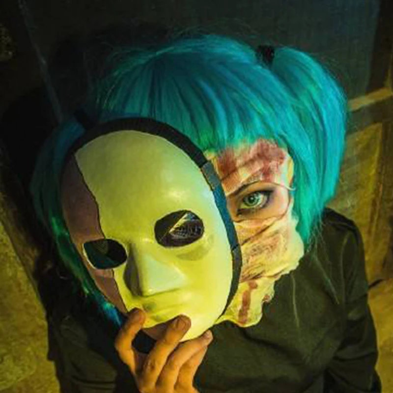 Маска для косплея Салли с лицом латексный наполовину закрывающий лицо шлем