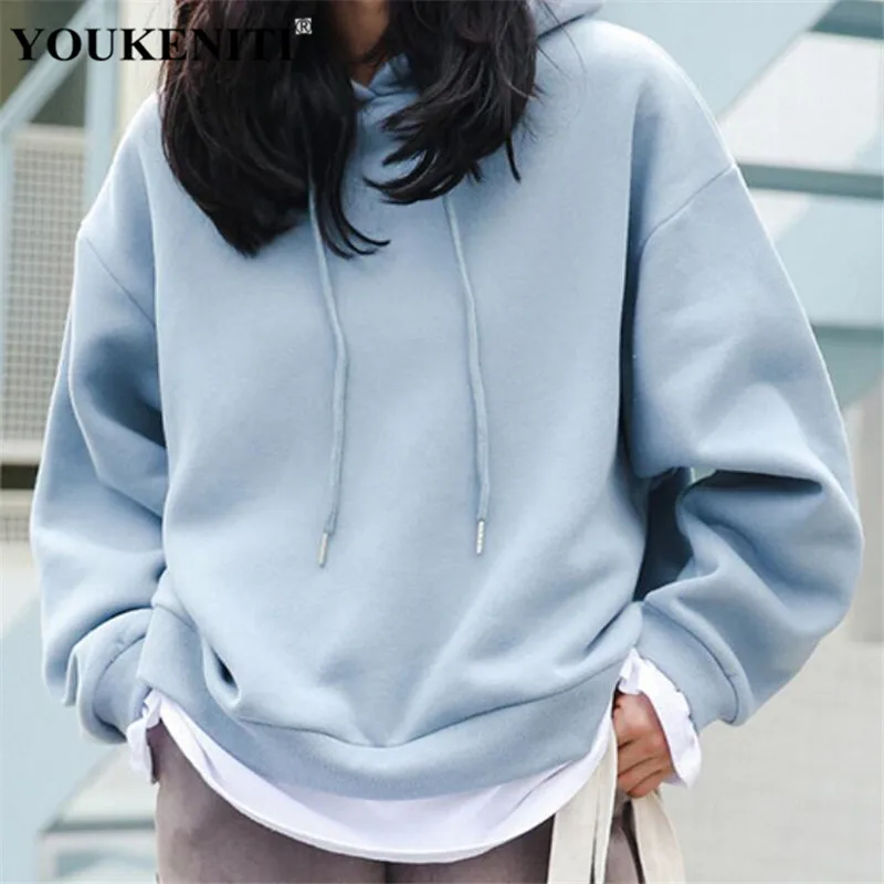 Youkeniti осень зима Новый sewtshirt для Для женщин элегантный дизайн одноцветное