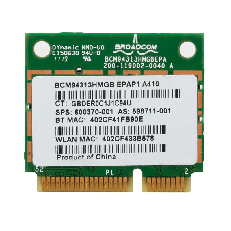Половинная мини PCI E 802.11n Wifi карта Bluetooth BCM94313HMGB 600370 001 для DELL HP|Сетевые карты| |
