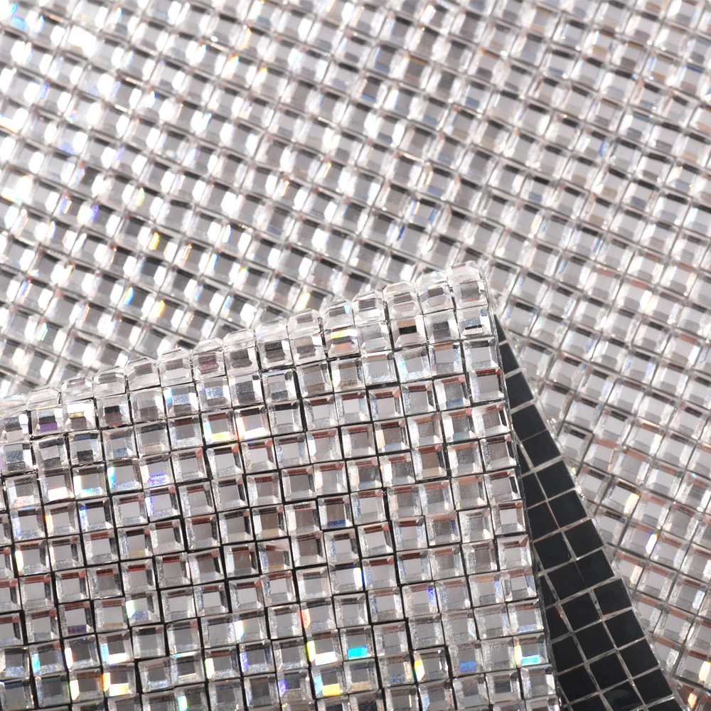 24*40cm Glitter Crystal Glass Rhinestone 3*3mm Square Trim Hot Fix Fabric Sheet Strass Ribbon Applique For Dresses | Дом и сад