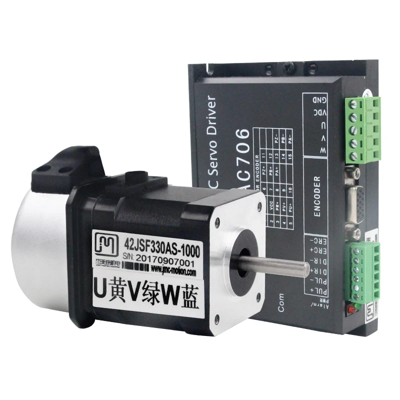 

JMC 42JSF330AS + MCAC706 32 Вт 24 В постоянного тока 0.1N.m NEMA17 бесщеточный комплект серводвигателя постоянного тока 1000 линия 3000 об/мин