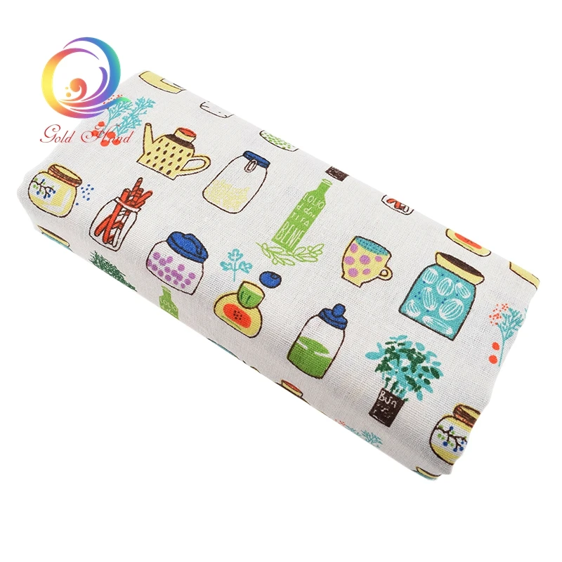 Хлопчатобумажная льняная ткань Haisen с принтом в виде бутылочек для квилтинга