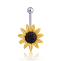 1pc new arricel sun flower medical stainless steel piercing navel gold bohemian belly button rings body piercing navel jewelry