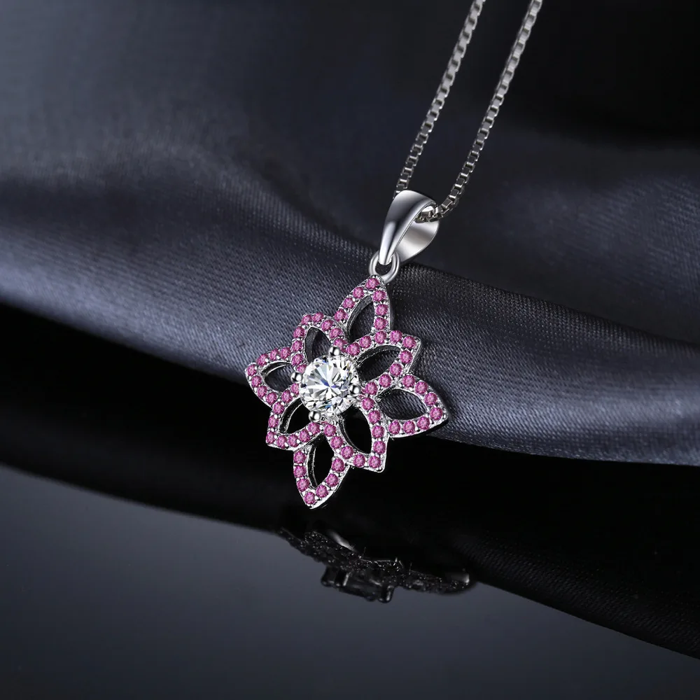 Jewelrypalace Новый 0.7ct создан розовый сапфир CZ цветок Подвеска для женщин S925