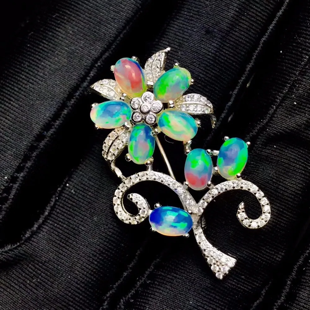 

Change color, natural opal brooch, 925 silver, beautiful color, Australian opal, natural gemstone