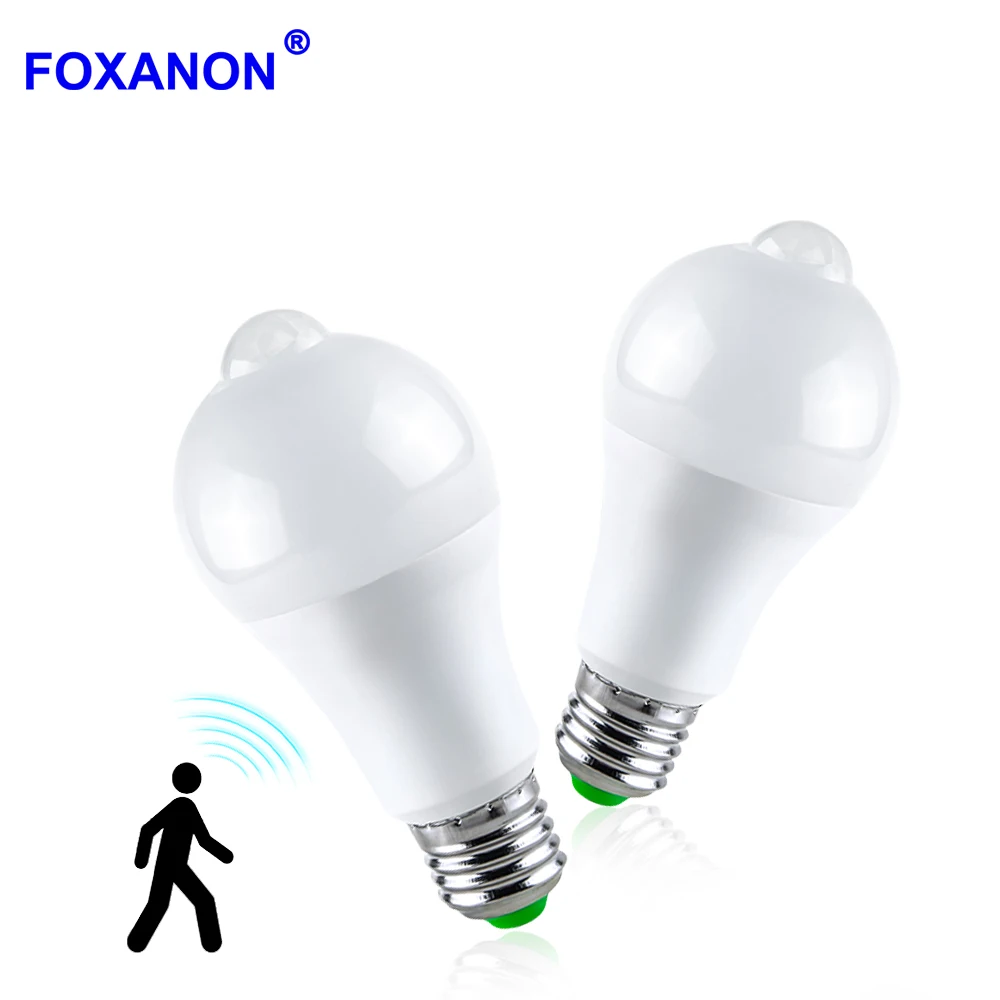 Foxanon LED E27 Лампа 12 Вт 18 PIR датчик движения B22 AC85 265V Авто Смарт ВКЛ/ВЫКЛ для коридора