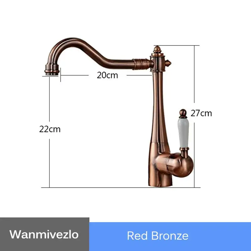 Red Bronze Смеситель для кухни на бортике поворотный носик античный медный кухонный миксер кран с керамической ручкой кухонный кран золотой кран для раковины Torneira - Цвет: Red Bronze