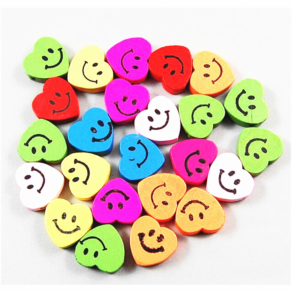 

Wood Smiling beads Smiling Flower Wood Beads DIY Jewelry accessories wholesale 10 pcs