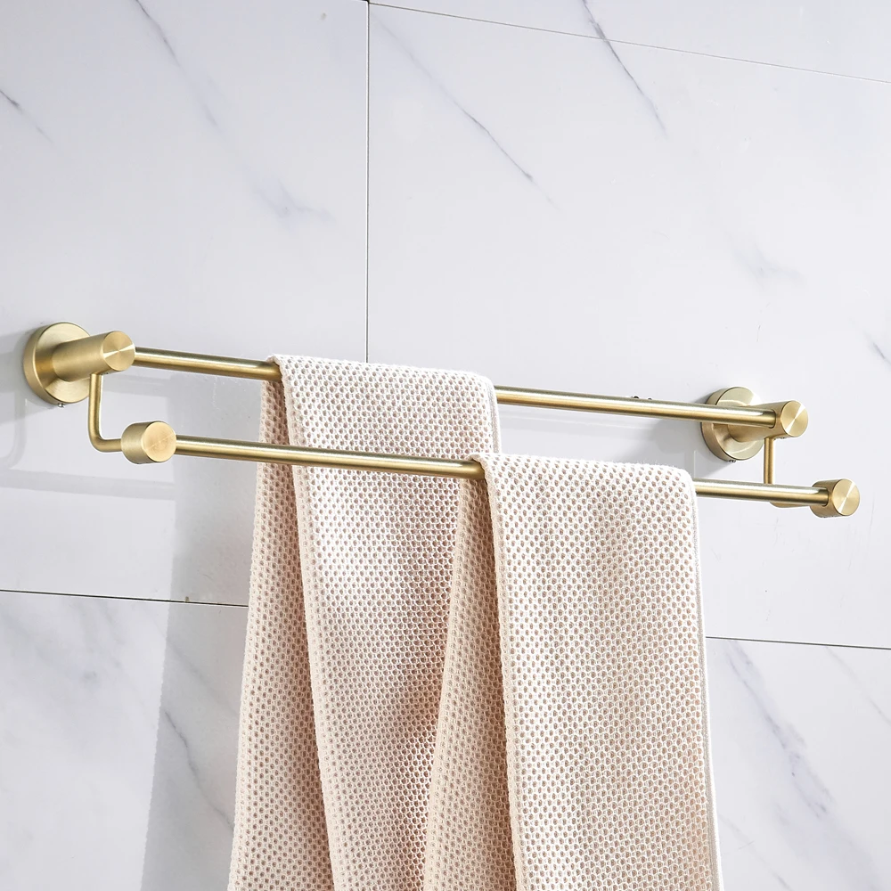 Leyden двойная вешалка для полотенец ванной комнаты матовая Золотая круглая основа