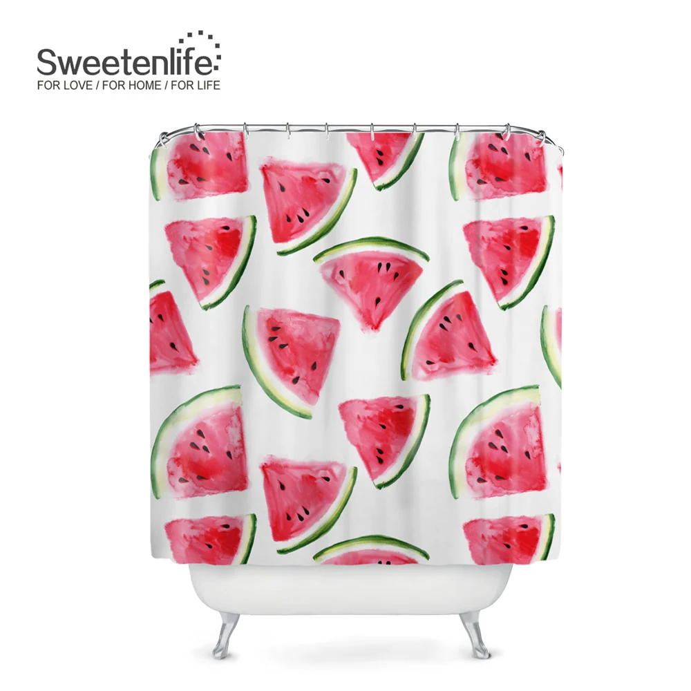 Sweetenlife яркая Акварельная занавеска для душа с рисунком арбуза, водонепроницаемая занавеска, Высококачественная полиэфирная занавеска для ванной