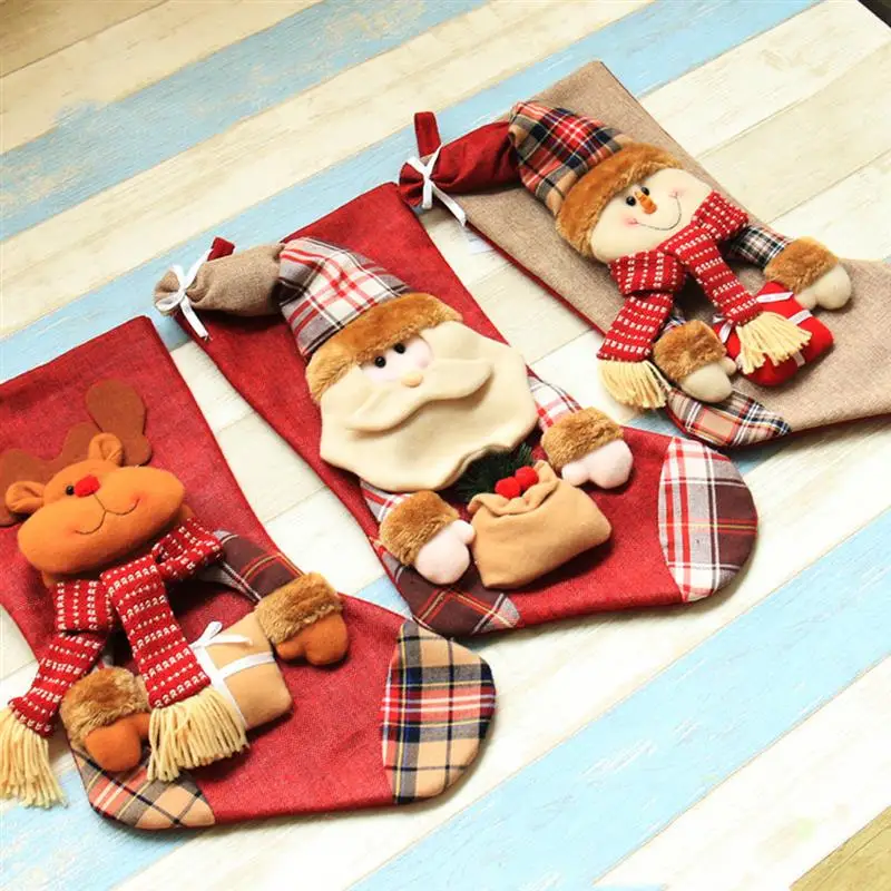 Рождественские чулки FunPa подвесной мешок для конфет Подарочный носков Санта