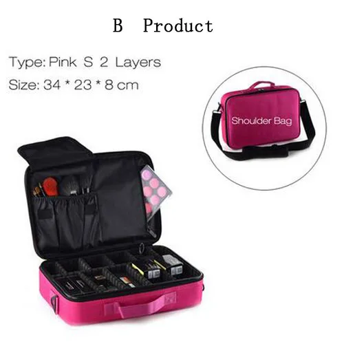 B product S 2 pink Soomile брендовая профессиональная сумка для макияжа Косметическая CasesBolso Mujer дорожная большая емкость для женщин Макияж органайзер для хранения чемоданов - Цвет: B product S 2 pink