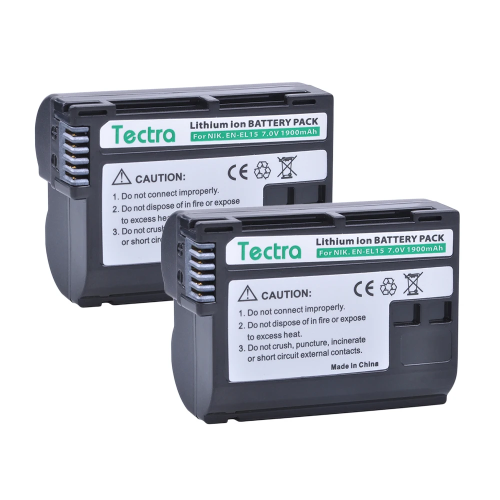 Tectra 2Pcs EN EL15 ENEL15 Bateria + USB двойное зарядное устройство адаптер переменного тока для