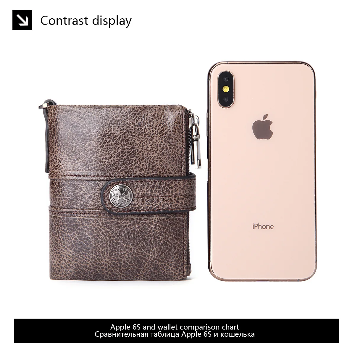 GENODERN Double Zipper Men Wallet of Hasp Design Genuine Leather Short Wallet for Men with Coin Pocket New Male Purse